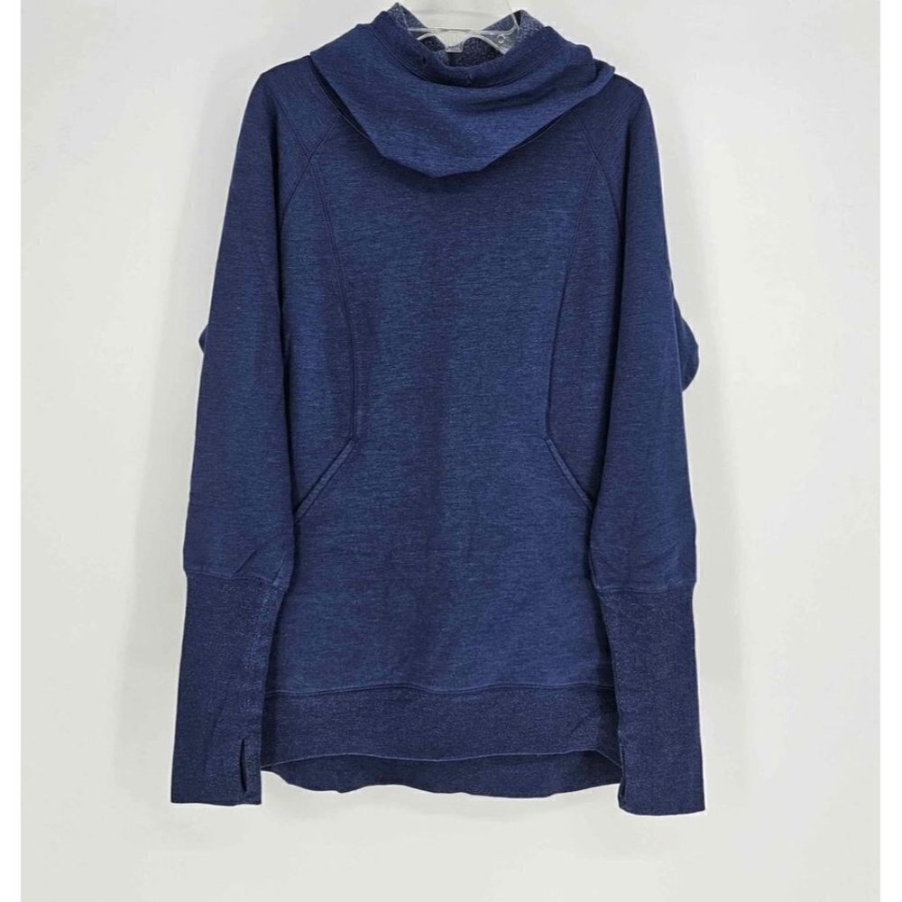 Zella Womens Navy Blue Cowl Neck Hooded Pullover Sweatshirt Size Small